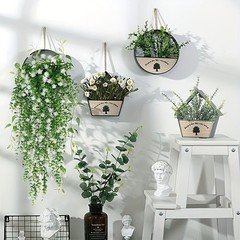 3pc Artificial Fern Plant Fake Eucalyptus Leaf Hanging Flower Vine Home Decor