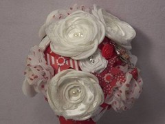 Custom OOAK Red White PinUp Rockabilly Wedding Bridal Bouquet Flowers Polka Dot