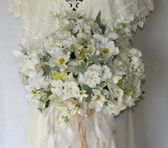 Feather and Flower Gypsy Boho Silk Wedding Bouquet