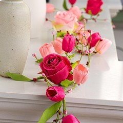 5 FT Valentines Day Decorations Romantic Valentine Flower Garland Pink Red