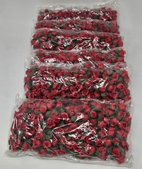Lot of Red Artificial Rosebuds Roses Flowers on Wire Stem Millinery Crafts VTG
