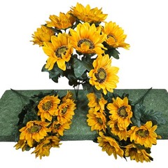 Artificial YELLOW SUNFLOWER BUSHES, SILK FLORAL CRAFT SUPPLY Set/3