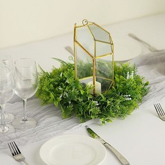 2 Green 12″ Artificial Leaves Wreath Candle Rings Wedding Party Events Supplies