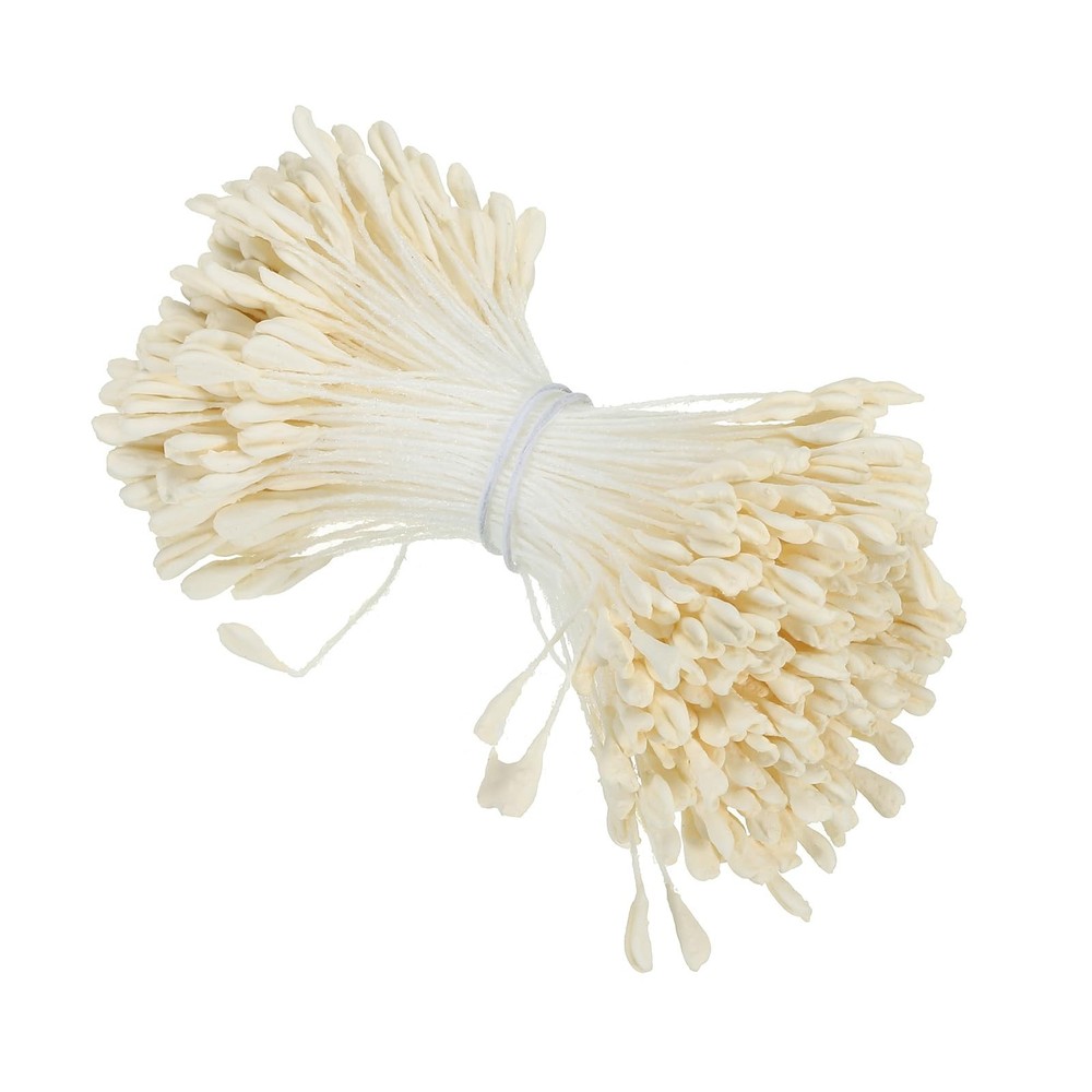 PATIKIL 2.5mm Double Heads Flower Stamen, 340 Pcs 2.5mm, Cream White