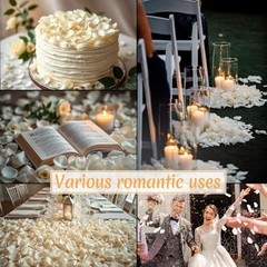 300 PCS Real White Rose Petals for Wedding, 2.82oz Fresh Rose Petals for Flower