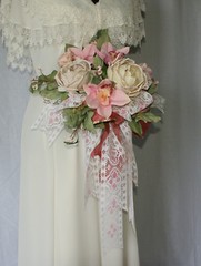 Garden and Pink Lace Silk Wedding Bouquet