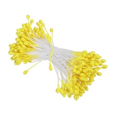 PATIKIL 3mm Double Heads Flower Stamen, 150 Pcs Artificial Yellow