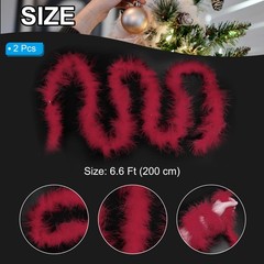 2 Pcs 6.6 Ft Feather Boas Feather for DIY Craft Sewing Trim Party Wine Red
