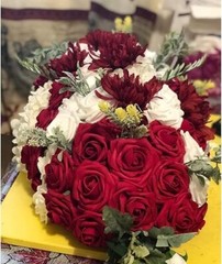 Flores artificiales Flor de boda Rosa Rosas falsas de color rojo oscuro 50.neuvo