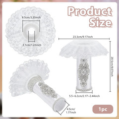 Bouquet Holder White Lace Handle Bouquet Holder Satin Bouquets Holders with Rhin