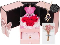 Preserved Eternal Rose With “I Love You” in 100 Languages Necklace