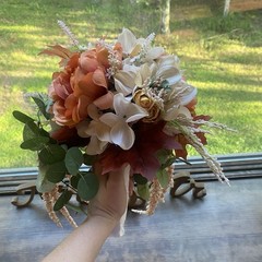 Bridal Wedding Bouquet Lovely Budget Handmade Faux Floral Champagne Yellow Pink