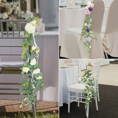 10 Pieces Wedding Chair DIY Decorations, Wedding Aisle Floral Artificial Flowers