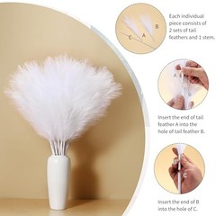 9 Stems Faux Pampas Grass – 38 Inch Tall Artificial Pompous Grass Decor, White