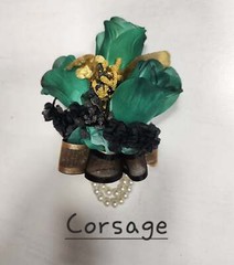 Emerald Green Black Gold White Rose Calla Lily Bridal Wedding Bouquet Accessorie