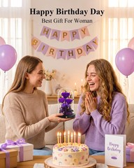 Agrul Birthday Gifts for Women Forever Preserved Flowers one size, Purple