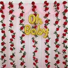 4Pcs (30 FT) Rose Vine – Lifelike Artificial Flower Garland, Silk Rose Red