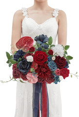 Burgundy Navy 11″ Artificial Wedding Bouquet for Bride & Bridesmaids