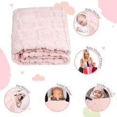 5 Pcs Manta Bebe Corazones Suave Regalo Recien Nacido 30×40 Beige Gris Azul Rosa