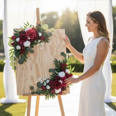 2 Pieces Nuptial Welcome Sign Ornamental Swag Reusable Welcome Sign Wreath