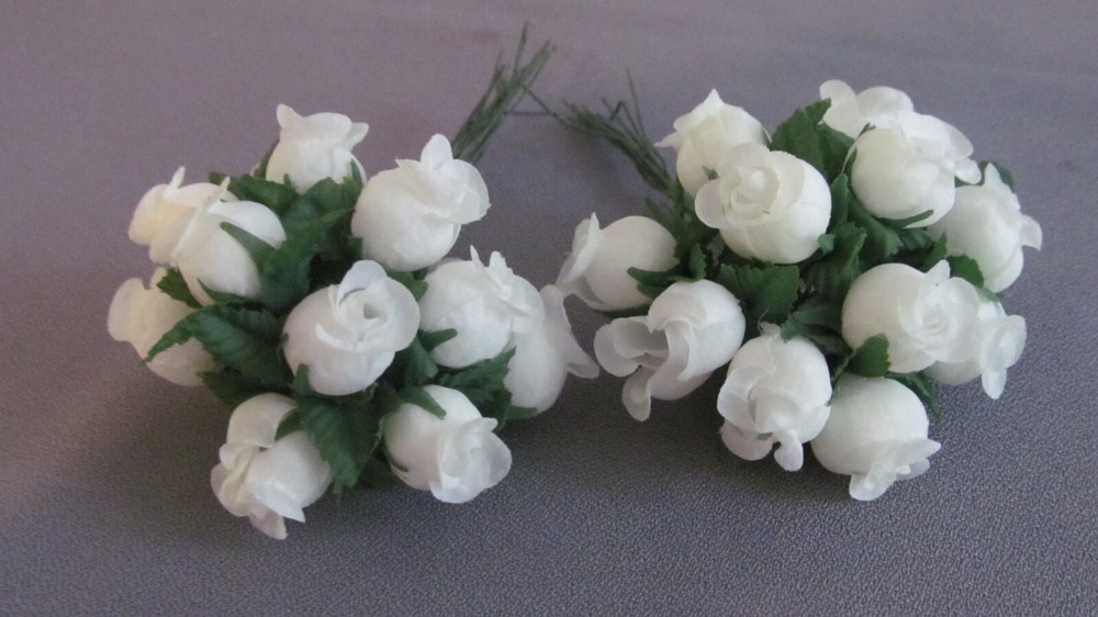 144pc Ivory .5 in Artificial Silk Mini Rose Flowers Craft Wedd Favor Decoration