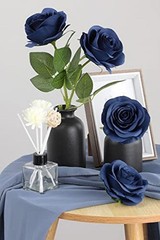 12pcs Roses Artificial Flowers Fake Roses Flowers with Long 12PCS Navy Blue