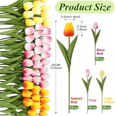 pcs Artificial Tulip Flowers Fake PU Tulips Faux Latex 1 Head 64 Multi Color