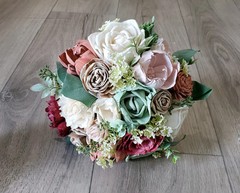 Pink Sage Terra Cotta Burgundy Sola Wood Bridal Bouquet Eucalyptus Bridesmaid