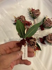B2) ZING MOMENT Wedding 6 Boutonnieres Flowers Groomsmen/Groom Dusty Rose