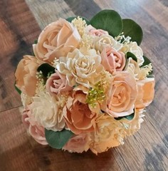 Blush Peach Pink Bridal Bouquet Sola Wood Flower Dusty Rose Wedding Flowers