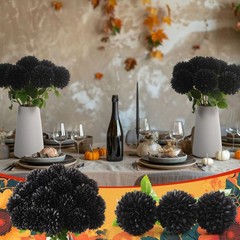 36 Pcs Black Artificial Marigolds Faux Ball Chrysanthemum Flowers Bouquet Sil…