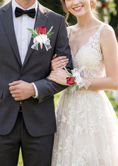 Burgundy Corsage and Boutonniere Set for Wedding Prom, Artificial Rose Flower Ho