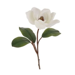 White Artificial Magnolia Stem, Real Touch Silk Floral for Wedding, Home Decor