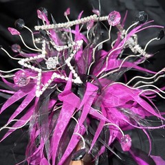 Quinceañera Bouquet Purple / Black/ Rhine Stone Hair Accessory Ramo Quinceañera