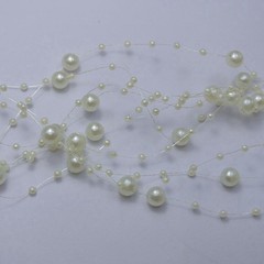 60 Meter Ivory Pearl Beaded Garland Wedding Bouquet Decoration Craft on Spool