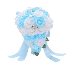 PE Foam Flower Artificial Water Drop Shaped Turquoise Royal Blue Bridal Bouquets