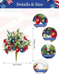 Red White and Blue Flowers: 4 Bundles Fake Flowers 4th of July Patriotic