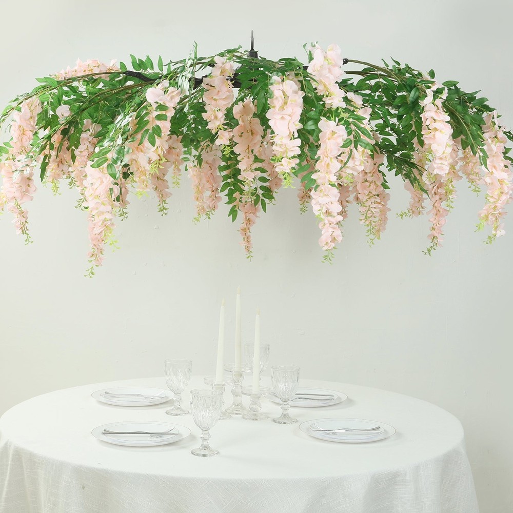 55″ BLUSH Silk Wisteria Vine Hanging Artificial FLOWER Chandelier Party