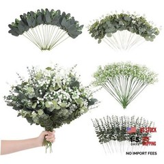 120 Pcs Mixed Artificial Eucalyptus Leaves Stems Bulk,Baby Breath Green-120pcs