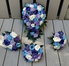Lavender Blue Bridal Bouquet Purple Sola Wood Bridesmaid Custom Wedding Flowers