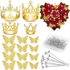 Gold Crowns for Flower Bouquets, Flower Bouquet Accessories Including 4 Pcs Bouq