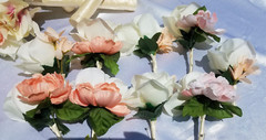 Wedding bouquet- set peach blush Ivory flowers 20 pieces