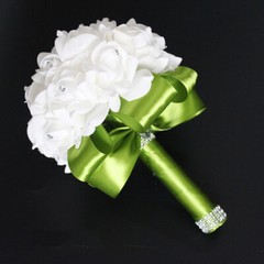 Crystal Foam Roses Bridesmaid Wedding Bouquet Artificial Silk Bridal Bouquet