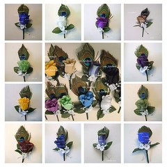 Peacock feather Rose Pin Boutonniere~Pin Corsage~your choice~Groom~Prom~Wedding