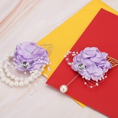 Rose Bridesmaid Wrist Flower Corsage Artificial Bride Wrist Corsage Light Purple