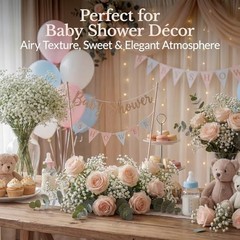 Pcs Babys Breath Artificial Flowers Bulk, 20″ Faux Flowers with Long 32 White