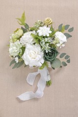 Bridal Bouquet White Rose 11 Inch Artificial Shower Anniversary Prop Home Decor
