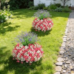 Artificial Flowers for Outdoors UV Resistan 12 Pcs Silk Daisies Rose Red White