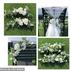 Wedding Arch Flowers Set – 3Pcs White Rose Floral Swags & Eucalyptus Greenery fo