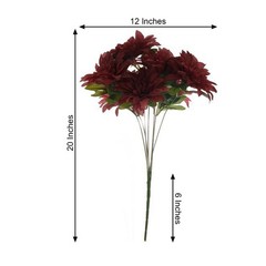 2 BURGUNDY 20″ Artificial Dahlia SILK FLOWER BUSHES Wedding Party Decorations